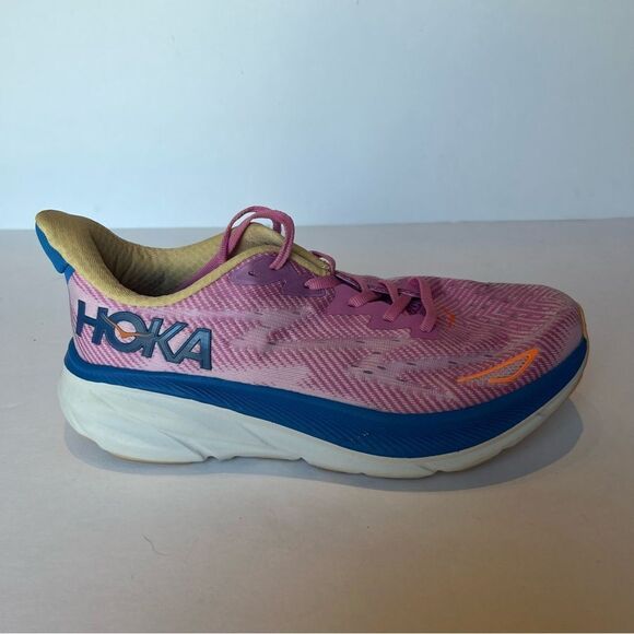 Hoka One Clifton 9 Men\'s Athletic Shoes Pink/Blue Multi Size 9D main image 6